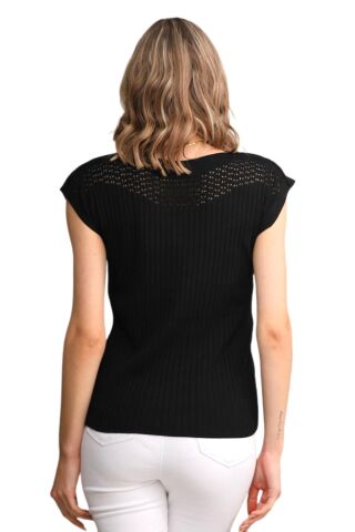 Kadın Triko Kayık Yaka Omuz Fitilli Askılı Atlet 12731 BGL-ST04220 SİYAH - M/L