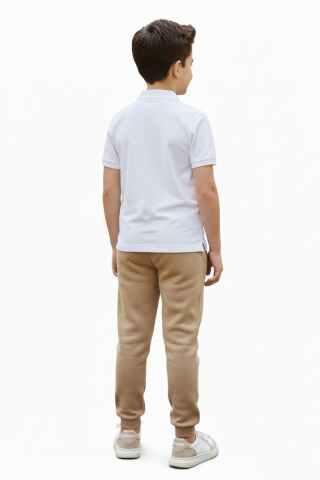 Bej Rengi 3 İplik Manşetli Kız Erkek Çocuk Eşofman Altı BGL-ST05045