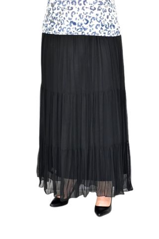 Kadın Şifon Piliseli Parçalı Lastikli Etek BGL-ST04351