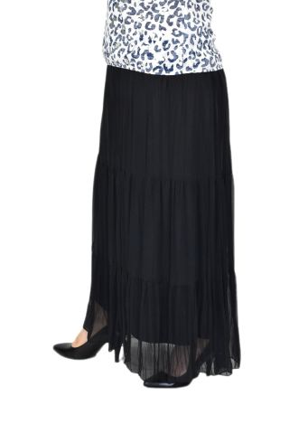 Kadın Şifon Piliseli Parçalı Lastikli Etek BGL-ST04351