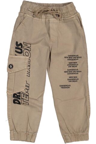 Erkek Çocuk Paça Ve Beli Lastikli Baskılı Pantolon BGL-ST03620 VİZON - 11 YAŞ