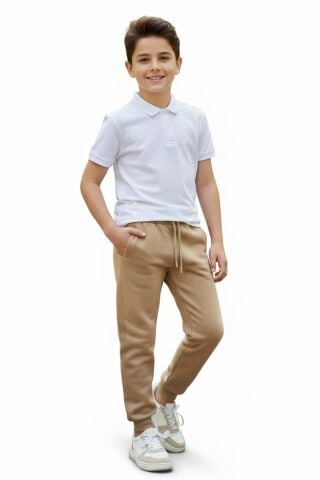 Bej Rengi 3 İplik Manşetli Kız Erkek Çocuk Eşofman Altı BGL-ST05045 BEJ - 16 YAŞ