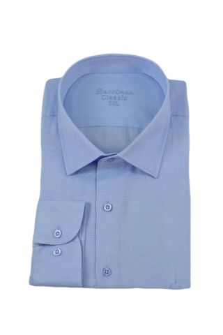 Erkek Büyük Beden Klasik Tek Cepli Uzun Kol Gömlek BGL-ST04337 BUZ.MAVİ - 4XL