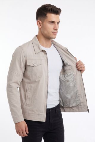 Erkek Mevsimlik Kanvas Spor Mont 8002 BGL-ST04368 TAŞ - L