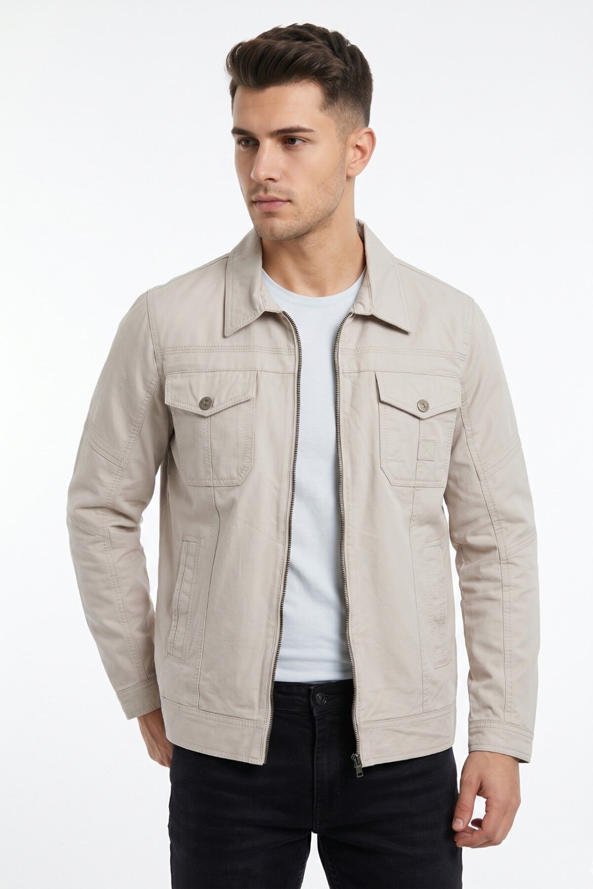 Erkek Mevsimlik Kanvas Spor Mont 8002 BGL-ST04368 TAŞ - XL