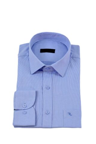 Erkek Büyük Beden Klasik Tek Cepli Uzun Kol Gömlek BGL-ST04337 MAVİ - 4XL