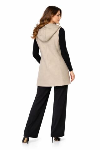 Kadın Kapüşonlu Kapitone Modelli Yelek  BGL-ST05043 TAŞ - XL