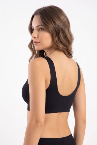 Kadın Lazer Kesim Önden Çıtçıtlı Pedli Sütyen BGL-ST05636 SİYAH - M