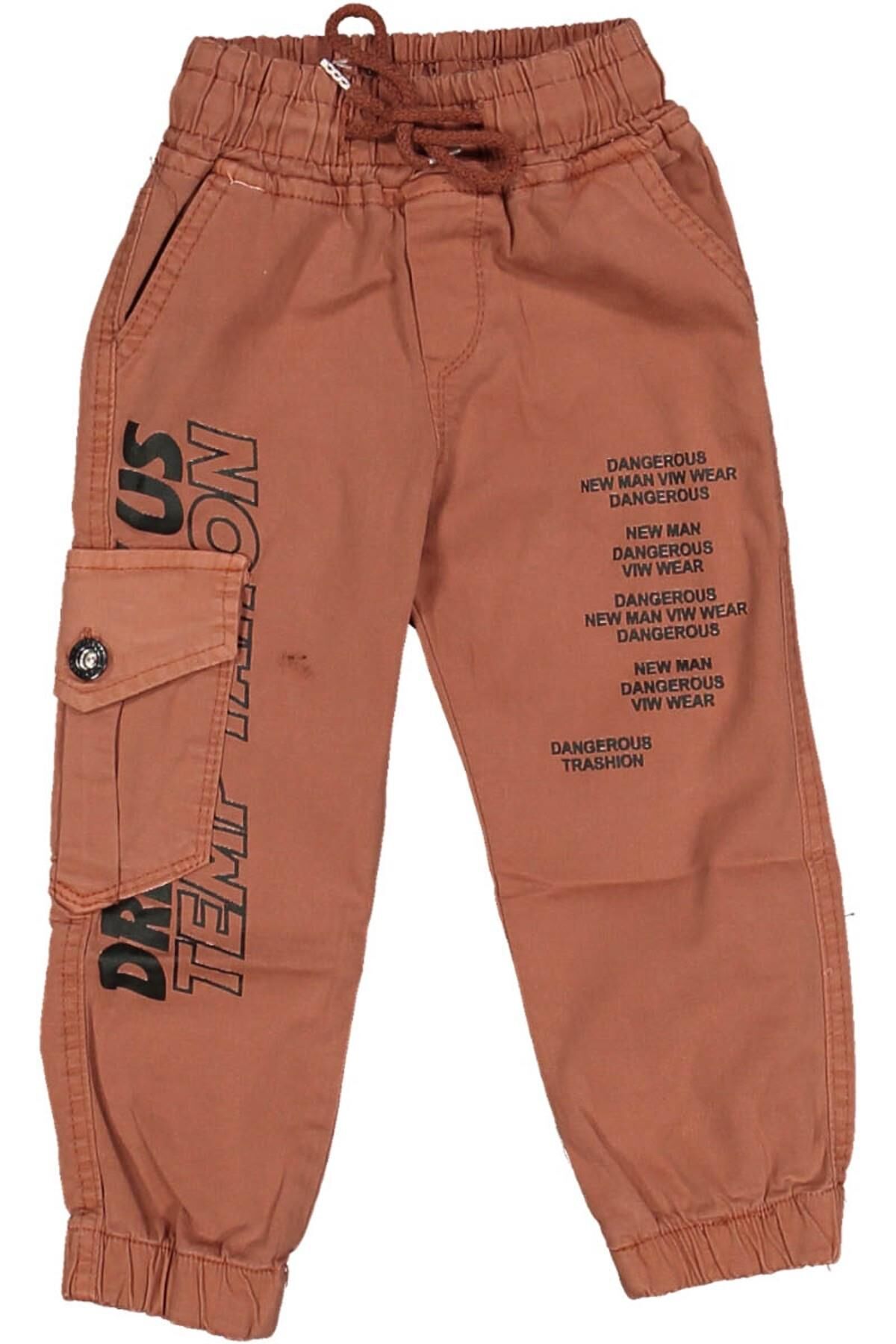 Erkek Çocuk Paça Ve Beli Lastikli Baskılı Pantolon BGL-ST03620 TURUNCU - 10 YAŞ