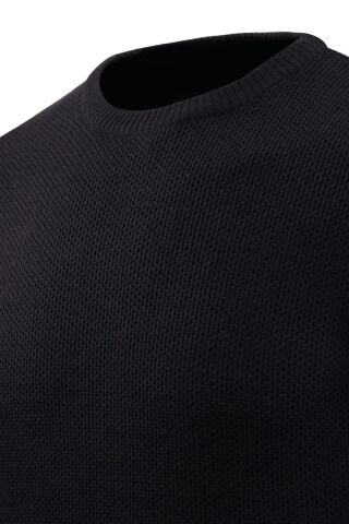 Erkek Sıfır Yaka Kazak Petek Örgü Klasik Kalıp 5243C BGL-ST04859 LACİVERT - 2XL