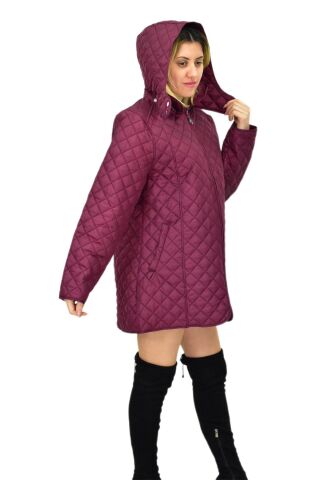 Kadın Kapitone Kapüşonlu Mont  BGL-ST04113 BEJ - 3XL