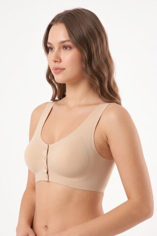 Kadın Lazer Kesim Önden Çıtçıtlı Pedli Sütyen BGL-ST05636 TEN - S