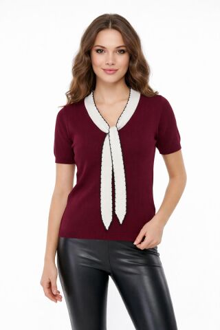 Kadın Triko Kısa Kol Bluz 12935 BGL-ST05310