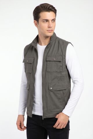 Erkek Kanvas Spor Avcı Yelek BGL-ST05340 VİZON - 2XL
