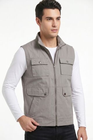 Erkek Kanvas Spor Avcı Yelek BGL-ST05340 VİZON - 2XL