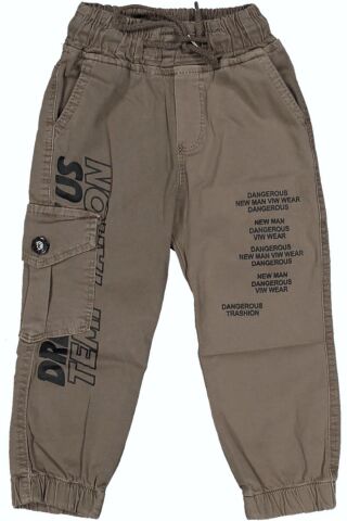 Erkek Çocuk Paça Ve Beli Lastikli Baskılı Pantolon BGL-ST03620 VİZON - 11 YAŞ