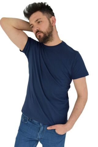 Erkek Sıfır Yaka Tişört Penye BGL-ST02799 KİREMİT - M