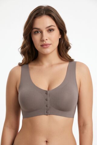 Kadın Lazer Kesim Önden Çıtçıtlı Pedli Sütyen BGL-ST05636 VİZON - L
