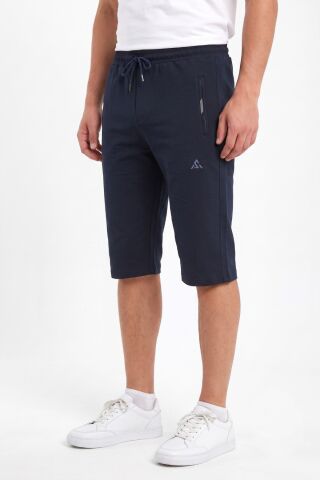 Erkek Büyük Beden Rahat Kesim Düz Paça Likralı Kumaş Kapri BGL-ST05584 LACİVERT - 6XL