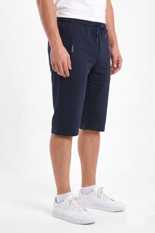 Erkek Büyük Beden Rahat Kesim Düz Paça Likralı Kumaş Kapri BGL-ST05584 LACİVERT - 6XL