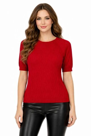 Kadın Triko Kısa Kol Bluz 12845 BGL-ST05308