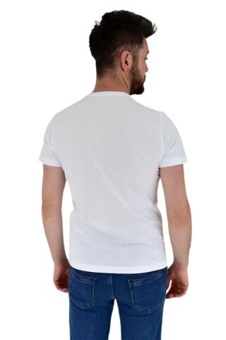 Erkek Sıfır Yaka Tişört Penye BGL-ST02799 BEYAZ - M