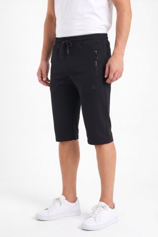 Erkek Büyük Beden Rahat Kesim Düz Paça Likralı Kumaş Kapri BGL-ST05584 SİYAH - 5XL