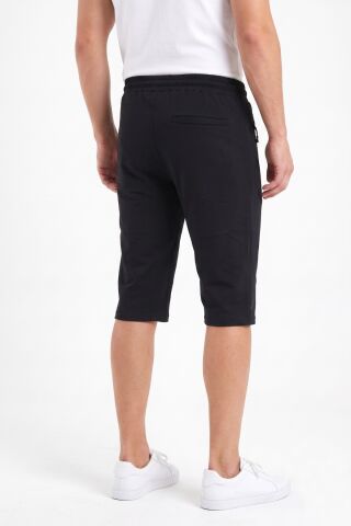 Erkek Büyük Beden Rahat Kesim Düz Paça Likralı Kumaş Kapri BGL-ST05584 SİYAH - 5XL