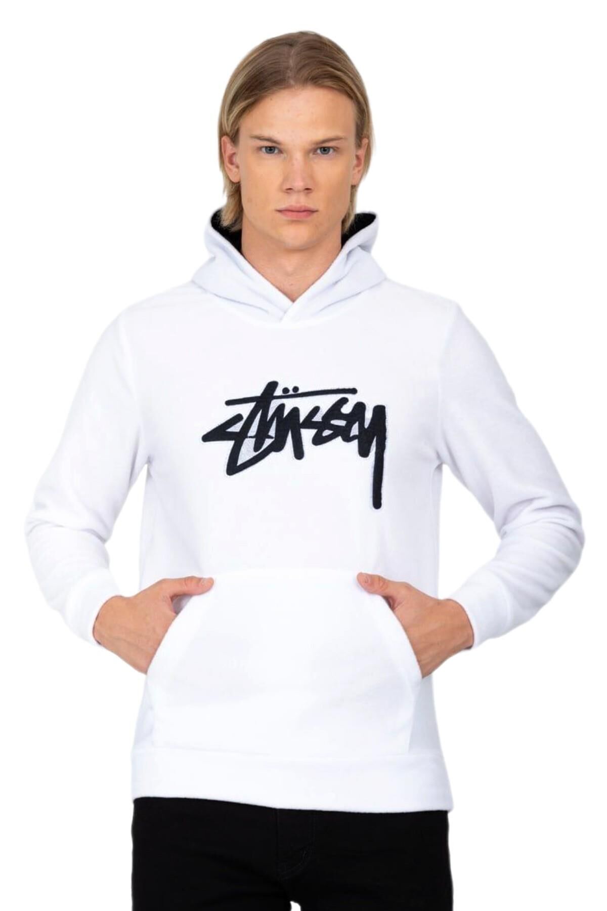 Erkek Kapüşonlu Polar Sweatshirt 6786 BGL-ST03219 BEYAZ - XL