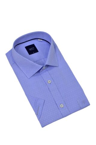 Erkek Klasik Armürlü Kısa Kol Gömlek 9408 BGL-ST04569 MAVİ - M