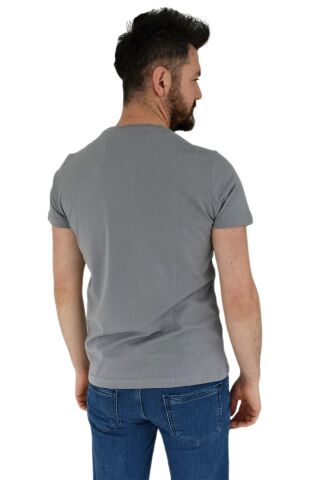 Erkek Sıfır Yaka Tişört Penye BGL-ST02799 GRİ - L