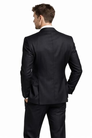 Erkek Silim Çift Yırtmaçlı Takım Elbise BGL-ST05568 SİYAH - 56