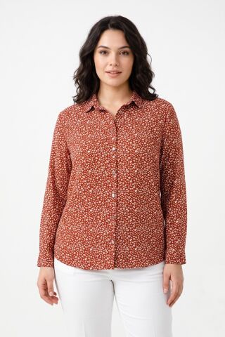 Kadın Yaka Modelli Çiçekli Bluz BGL-ST05590