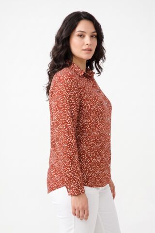 Kadın Yaka Modelli Çiçekli Bluz BGL-ST05590