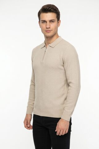 Erkek Spor Polo Yaka Mevsimlik Kazak BGL-ST05443 SİYAH - XL
