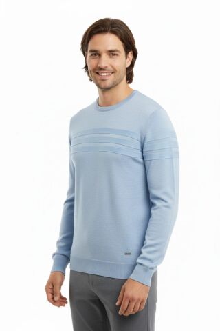 Erkek Sıfır Yaka Kazak Çelik Örgü Klasik Kalıp 5247C BGL-ST04858