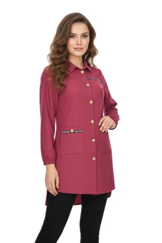 Kadın Kışlık Cepli Tunik BGL-ST02343 BORDO - 38