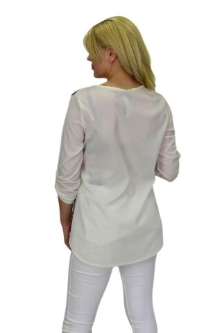 Kadın V Yaka Krep Bluz RY16982 KREM - 40