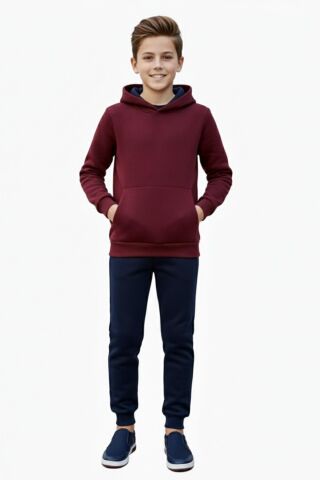 Erkek Çocuk 3 İplik Kombin Eşofman Takım BGL-ST05048 BORDO - 11 YAŞ
