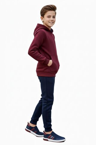 Erkek Çocuk 3 İplik Kombin Eşofman Takım BGL-ST05048 BORDO - 11 YAŞ