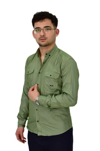 Erkek Spor Likralı Gömlek BGL-ST04343 ELMA - S