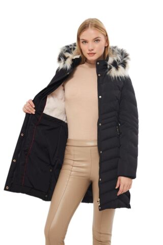 Kadın Büyük Beden Kapüşonlu Spor Mont M5302 BGL-ST03221 VİZON - 3XL