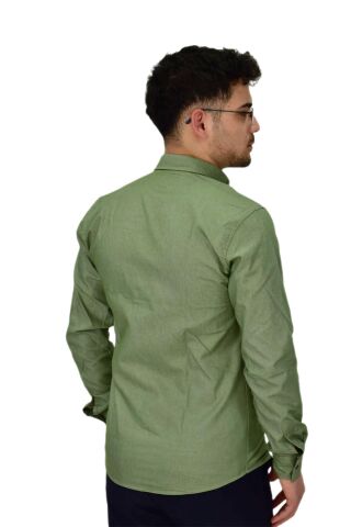 Erkek Spor Likralı Gömlek BGL-ST04343 ELMA - XL