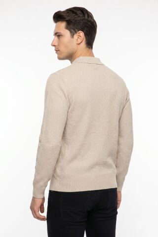 Erkek Spor Polo Yaka Mevsimlik Kazak BGL-ST05443 TAŞ - XL