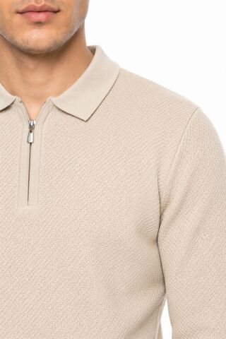 Erkek Spor Polo Yaka Mevsimlik Kazak BGL-ST05443 TAŞ - XL