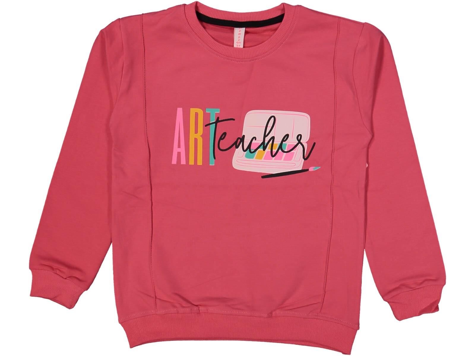 Kız Çocuk Art Baskılı Sweatshirt BGL-ST03637 NAR - 10 YAŞ