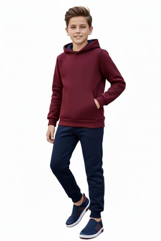 Erkek Çocuk 3 İplik Kombin Eşofman Takım BGL-ST05048 BORDO - 8 YAŞ