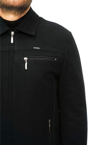 Erkek Büyük Beden Kaşe Mont 9050 BGL-ST03246 SİYAH - 4XL