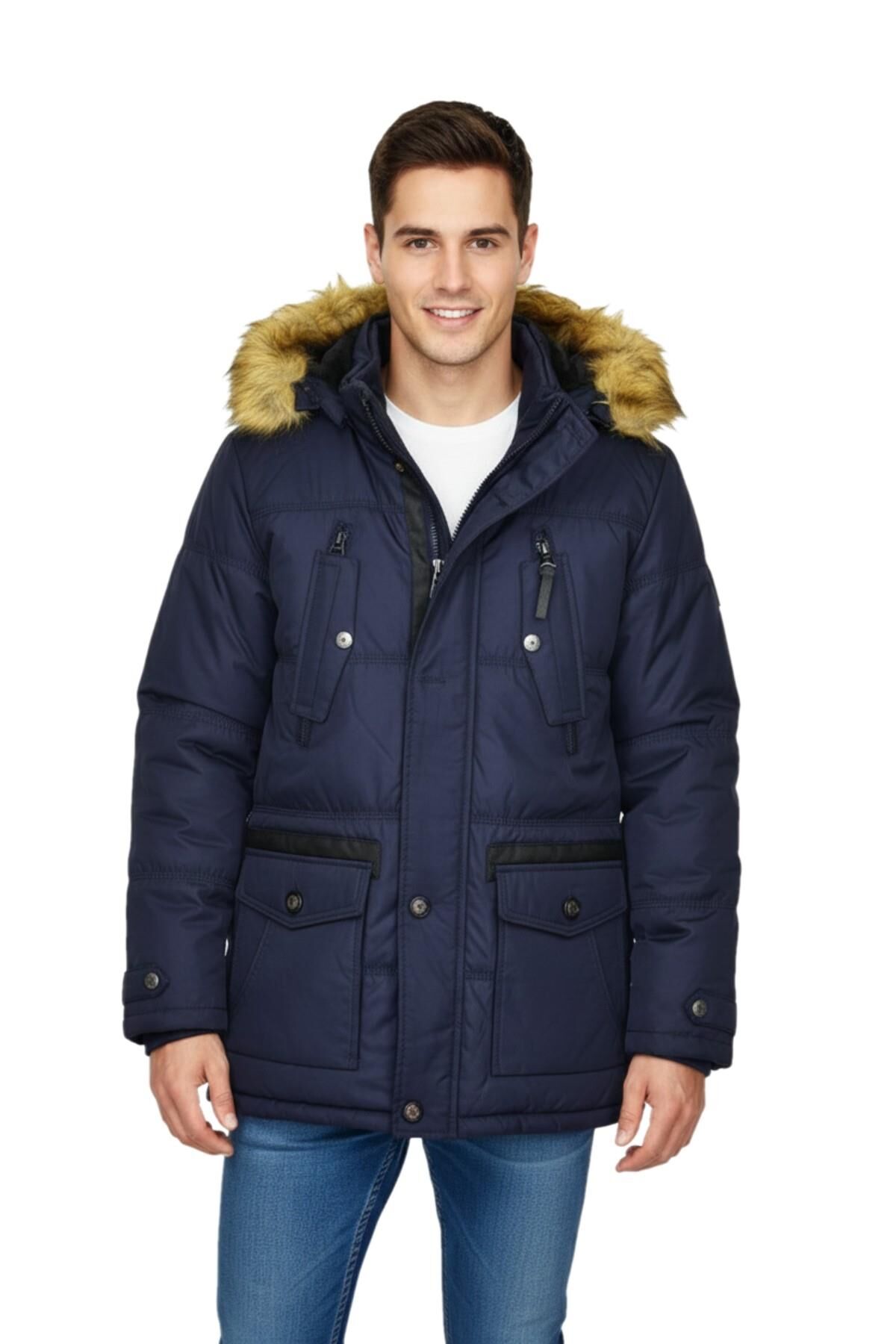 Erkek Spor Parka 3090 BGL-ST01640 LACİVERT - L