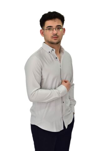 Erkek Likralı Spor Silim Fit Gömlek BGL-ST04326 GRİ - M